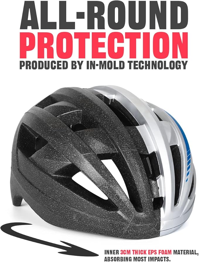 VICTGOAL Bike Helmet with USB Rechargeable Rear Light Detachable Magnetic Goggles Removable Sun Visor Mountain & Road Bicycle Helmets for Men Women Adult Cycling Helmets