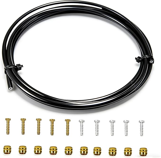 Bike Hydraulic Brake Hose Kit, 2500mm Bike Brake Oil Tube ID.2mm x OD.5mm with BH59 BH90 Brass Ferrules and Barbs Compatible with Shimano BH59 BH90 Avid Sram System