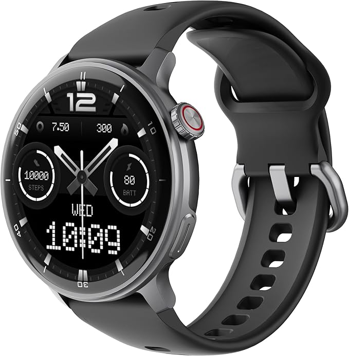 R5G Plus Smartwatch with GPS, Bluetooth Calling, Waterproof Design, Custom Faces, 110+ Sports Modes, Daily Health Tracking, Sleep Insights, Compass, Barometer and Smart Fitness Features (BLACK)