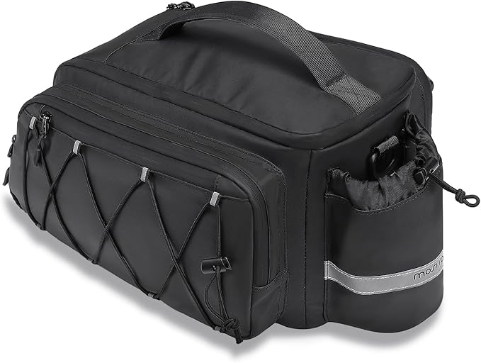 MOSISO Bike Rack Bag,10L Bike Trunk Handbag Waterproof Bicycle Rear Seat Saddle Pouch with 2 Side Pockets, Cycling Storage Luggage Pouch with Rain Cover&Shoulder Strap for MTB Bicycle E-Bike, Black