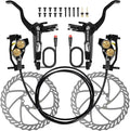 4 Pistons E-Bike Electric Power-Off Hydraulic Disc Brake Set for 2-PIN, 610NM Dry Braking Force, Aluminum Alloy Brake Lever with 180mm Rotors for Mountain Bike, Road Bike