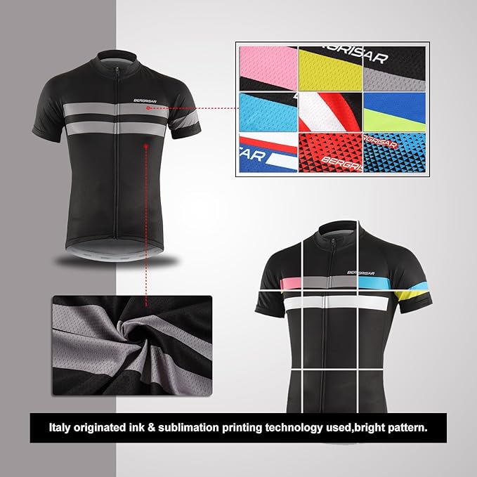 BERGRISAR Men's Cycling Jerseys Short Sleeves Bike Shirt