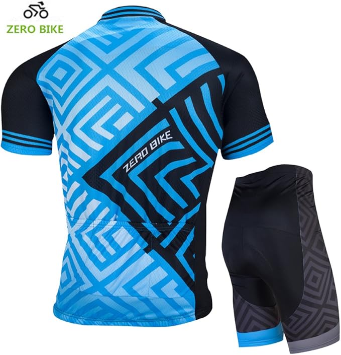 Men's Short Sleeve Breathable Cycling Jersey Set 3D Padded Bicycle Shorts Sportswear Suit Quick Dry