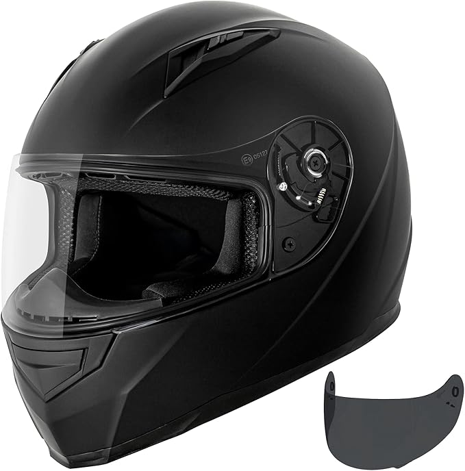 VCAN VX Lightweight Full Face Motorcycle Street Bike Helmet with Extra Tinted Visor, Coolmax Technology & OTG Ready, DOT Approved