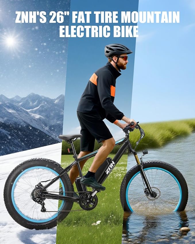 ZNH Electric Bike for Adults, 1000W Peak Motor 28MPH Mountain Ebike, 48V 13Ah Removable Battery Up to 65 Miles, 26" Electric Bicycle with 21-Speed Gear & Front Suspension, UL 2849 Certified