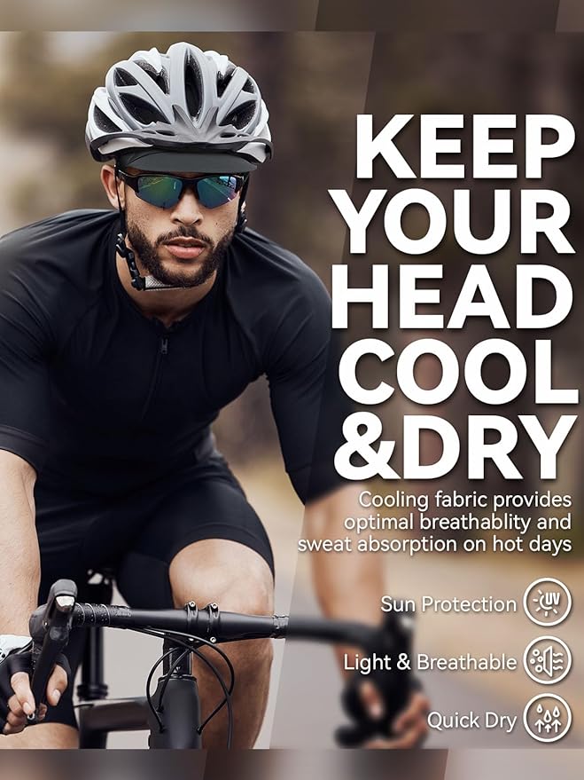 Hikenture Cycling Cap,Cooling Skull Cap Bike Hat with Sun Visor, Summer Breathable Helmet Liner Biking Cap for Men Women
