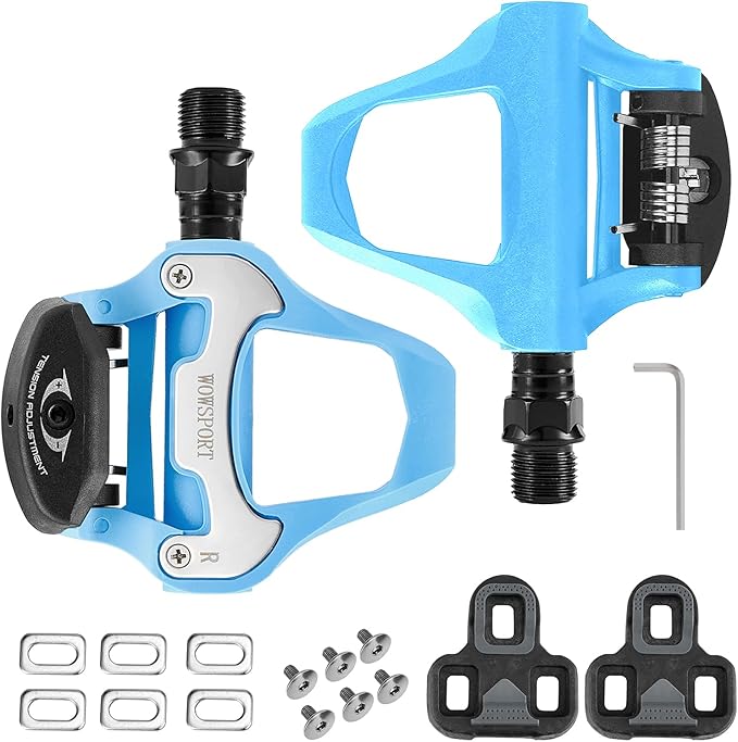 WOWSPORT Look Keo Road Bike Pedals - Lightweight Clipless Pedals with Sealed Bearings & Nylon/Carbon Body | 9/16″ Spindle, Compatible with Look Keo Cleats for Indoor & Road Cycling