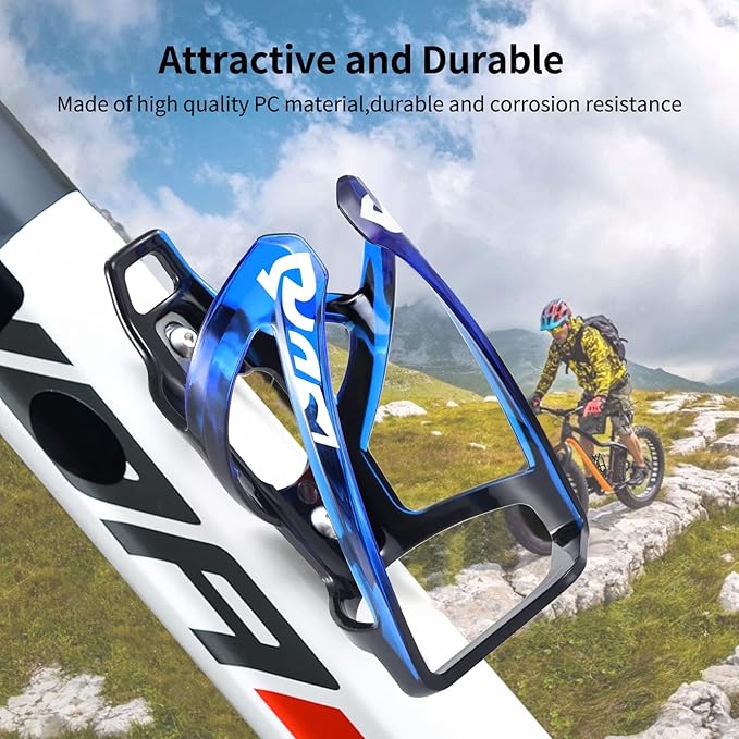 Bike Water Bottle Cage, Universal Bike Water Drink Holder Durable Ultralight Plastic Water Bottle Holder for Bicycle, Cycling Bottle Cage for MTB, Road Bike, Mountain Bike, 2 Pack - Black Blue
