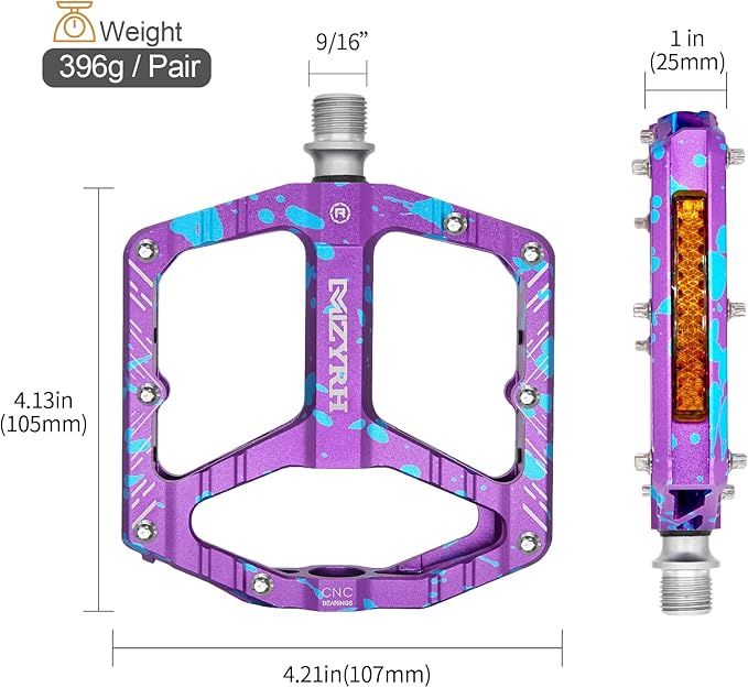 MZYRH Mountain Bike Pedals MTB Pedals,9/16" Non-Slip Lightweight Aluminum Alloy Bicycle Pedals for Road Mountain BMX MTB