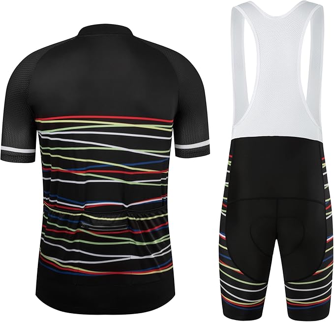 Coconut Ropamo CR Men's Cycling Jersey Set Road Bike Jersey Zipper Pocket Bib Shorts with 4D Padded Cycling Clothing Set