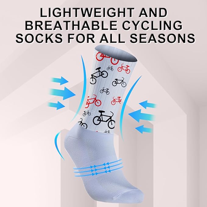 Cycling Socks Athletic Crew Socks Breathable Cushioned Compression Running Hiking Socks For Mens Womens