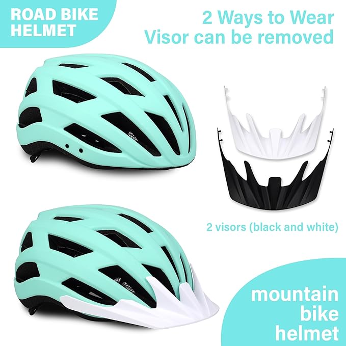 Bike Helmet for Adults Women Men Youth Kids, Lightweight Mountain Road Bicycle Cycling Helmets with Adjustable Dial & Removable Visor