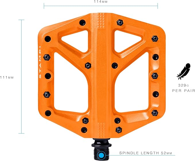 Crankbrothers Stamp Flat MTB Pedals - Size-Specific, Lightweight, Versatile, Durable Bike Pedals