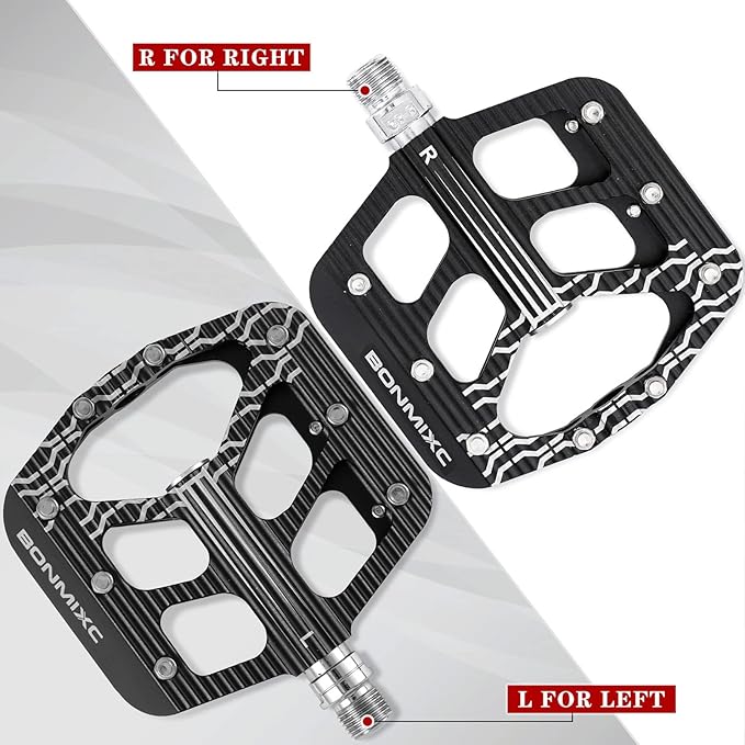 Bike Pedals 9/16 Mountain Bike Pedals Non-Slip Aluminum Alloy Large Platform Sealed Bearing Flat Road Bicycle Pedals