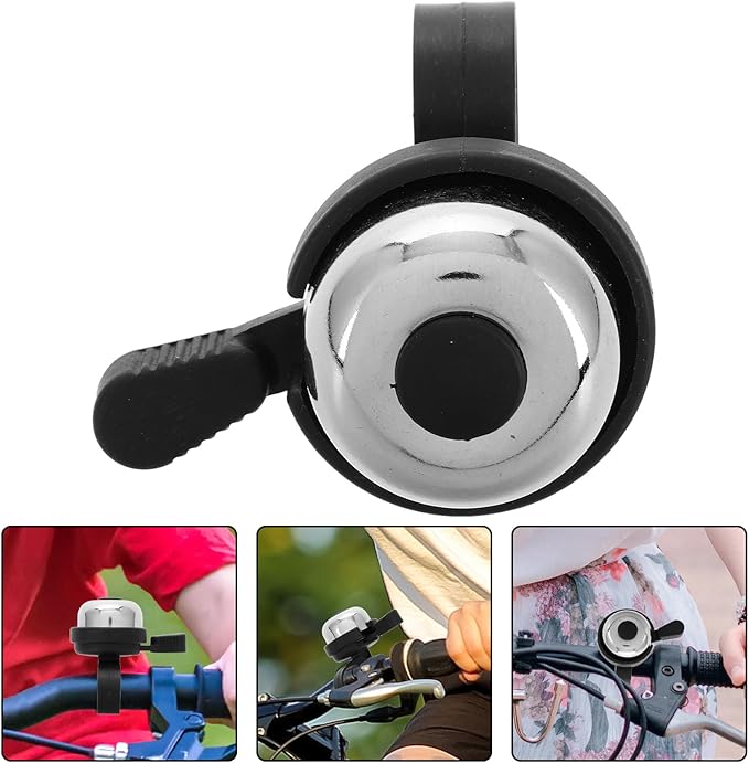 Mini Vintage Bike Bell for Mountain and Road Bikes, Silver Aluminum Alloy Manual Bell with Adjustable Ring, Compact Cycling Accessory for Adult Riders