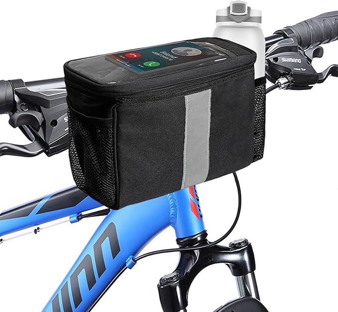 Bike Handlebar Bag - Front Basket with Bike Phone Mount, Bicycle Cooler Pouch Pack for Kids Girls Boys Men Women