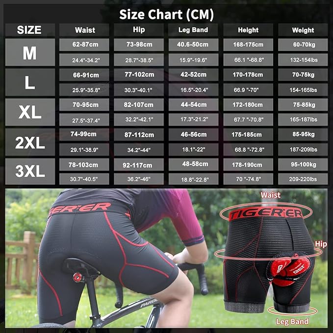 X-TIGER Men's Cycling Underwear Shorts 5D Padded Gel,MTB Biking Shorts Pants with Breathable,Adsorbent Design
