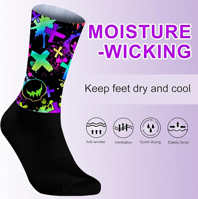 Cycling Socks Athletic Crew Socks Breathable Cushioned Compression Running Hiking Socks For Mens Womens