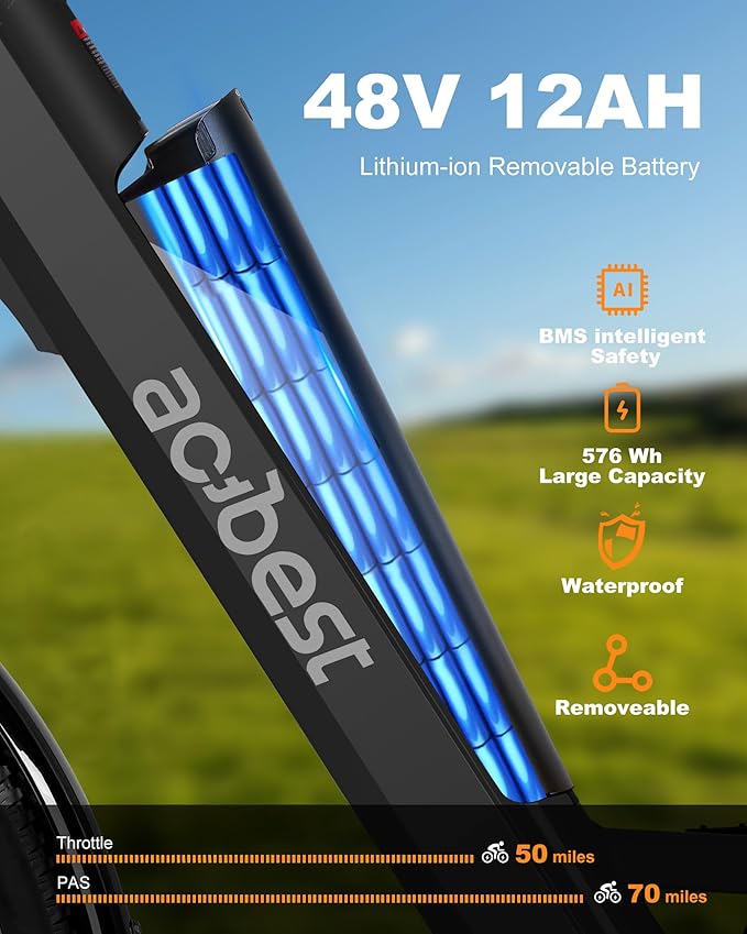 ACTBEST Electric Bike for Adults, Cores 26" Electric Commuter Bike Up to 28MPH 70 Miles, with Peak 1200W Motor, 48V 576Wh Removable Battery, 7-Speed City Cruiser Mountain E Bike for Commuting