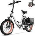 Folding Electric Bike for Adults with 1000W Peak Motor, 48V 20AH Battery up to 30MPH 80 Miles, 20" Fat Tire Ebike, Front Suspension Commuter Step-Thru E Bike Pink White with Saddle Bag, UL Certified