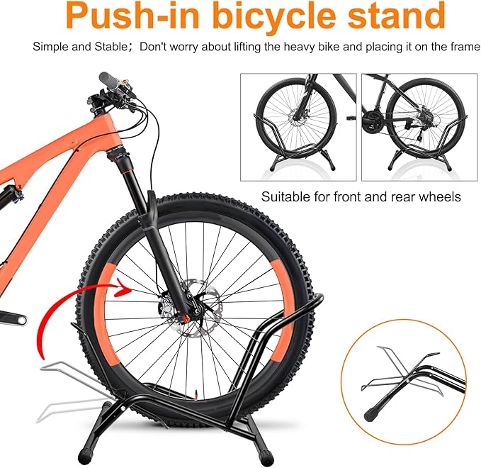 Bike Floor Stand Bikes Bicycle Rack for Outdoor and Indoor,Front And Rear Wheel Storage Bicycle Freestanding Parking Stand Holder Fit for 16"-29" Kid's/Mountain/Road Bikes,Heavy Duty Metal,Adjustable