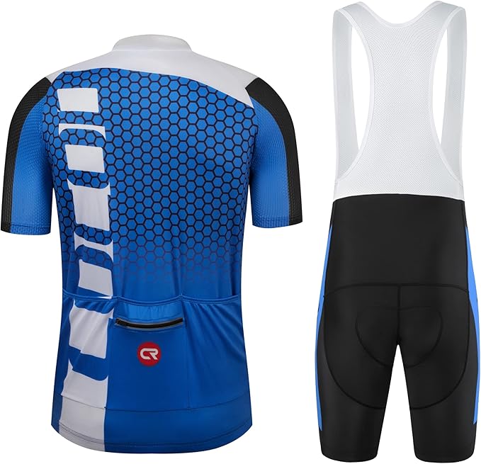 Coconut Ropamo CR Men's Cycling Jersey Set Road Bike Jersey Zipper Pocket Bib Shorts with 4D Padded Cycling Clothing Set