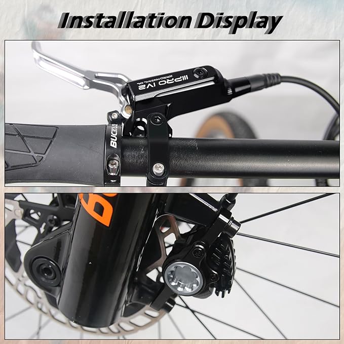 BUCKLOS IIIPRO IV2 MTB Hydraulic Disc Brake Set, 2 Piston Left Front 850mm Right Rear 1550mm Aluminum Alloy Levers Calipers for Mountain Bike/Ebike/Folding Bike/Fat Bike