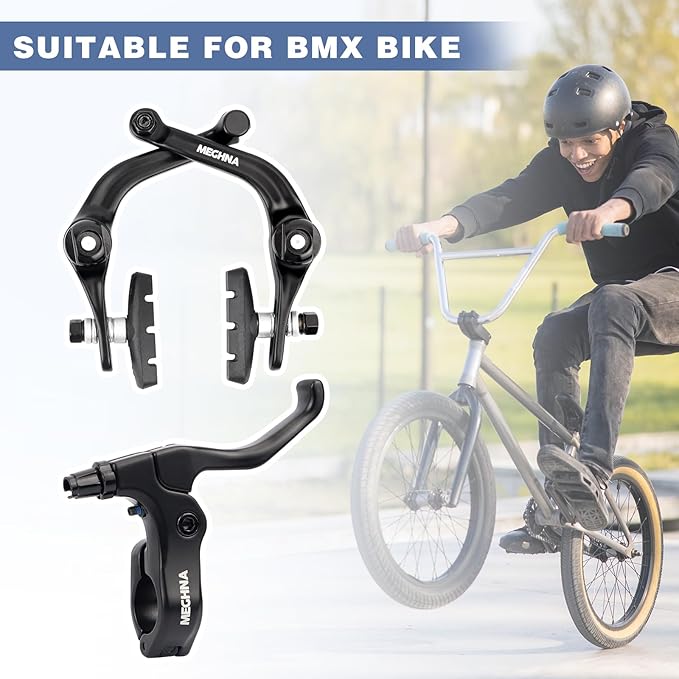 MEGHNA Bike U Brake Rear Set Aluminum Alloy Right Bike Brake Lever with Cables and Brake Pads Rear Rim Brake Set for BMX Bike