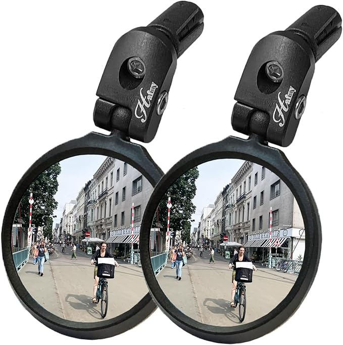 Hafny Bar End Bike Mirror, HD, Blast-Resistant, Glass Mirror, HF-MR090, HF-M951S-FR03, 2PCS (Silver Glass, 62mm * 2PCS)