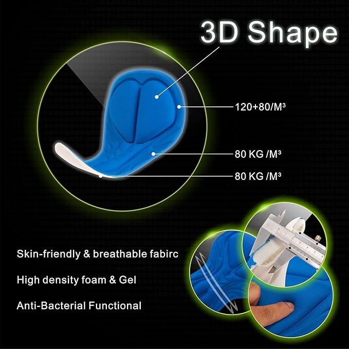 bpbtti Mens Gel Padded Cycling Shorts Bicycle Riding Pants Bike Biking Clothes Cycle Tights