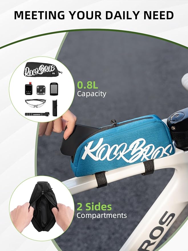 ROCKBROS Top Tube Bike Bag, Lightweight Bike Frame Bag, Quick Installation Bike Storage Bag, Small Bike Accessories Pouch for MTB, Road Bike