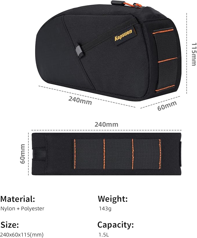 Bike Top Tube Bag - Waterproof Bicycle Bag, 1.5L Bike Frame Bag Cycling Accessories Bike Pouch for Mountain Road Bikes