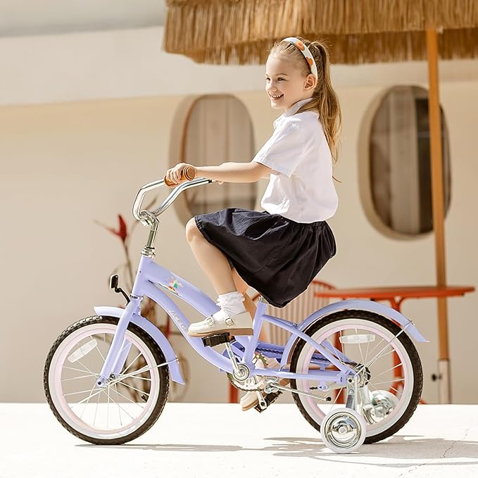 ACEGER Girls Beach Cruiser Bike for Kids 5-13 Years Old, 16" 18" 20" 24" Single Speed Kids Bicycle Included Coaster Brake, Front and Rear Reflectors, 24" 7 Speeds with Dual Brakes