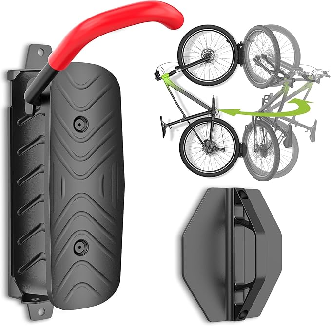 Housolution Swivel Bike Wall Mount [1 Pack], 150° Swivel Holds up to 66lbs Vertical Bike Rack Wall Hanger, Bike Hangers for Garage, Mountain Bike Wall Mounts, Bicyckle Storage Rack for Garage