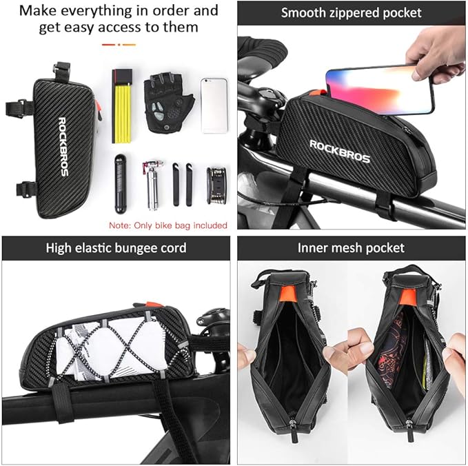 Road Bike MTB Mountain Bike Waterproof Bike Bag Front Frame Top Tube Bicycle Pouch Large Capacity Cycling Front Storage Bag