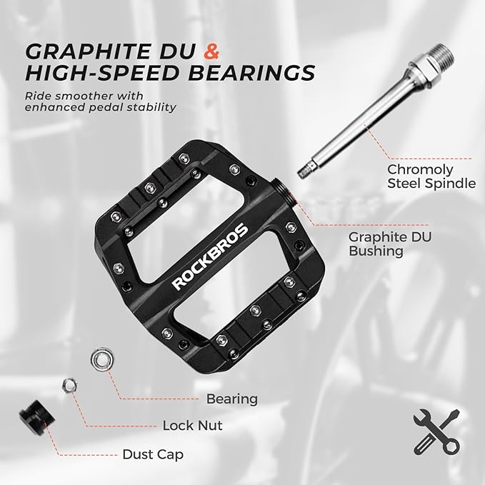 ROCKBROS MTB Pedals Mountain Bike Pedals Lightweight Nylon Fiber Bicycle Platform Pedals for BMX MTB 9/16"