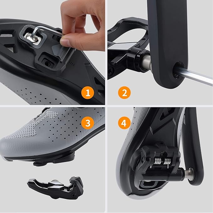 WOWSPORT Look Keo Road Bike Pedals - Lightweight Clipless Pedals with Sealed Bearings & Nylon/Carbon Body | 9/16″ Spindle, Compatible with Look Keo Cleats for Indoor & Road Cycling