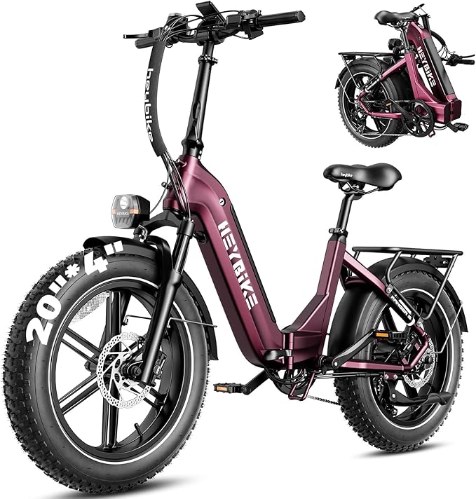 Heybike Ranger 20"x4.0" Fat Tire Folding Electric Bike for Adults, 1200W/1800W Peak Motor, 28/32MPH, up to 55/90 Miles Range, UL2849 Certified Removable Battery for Commute Beach Mountain Snow E Bike