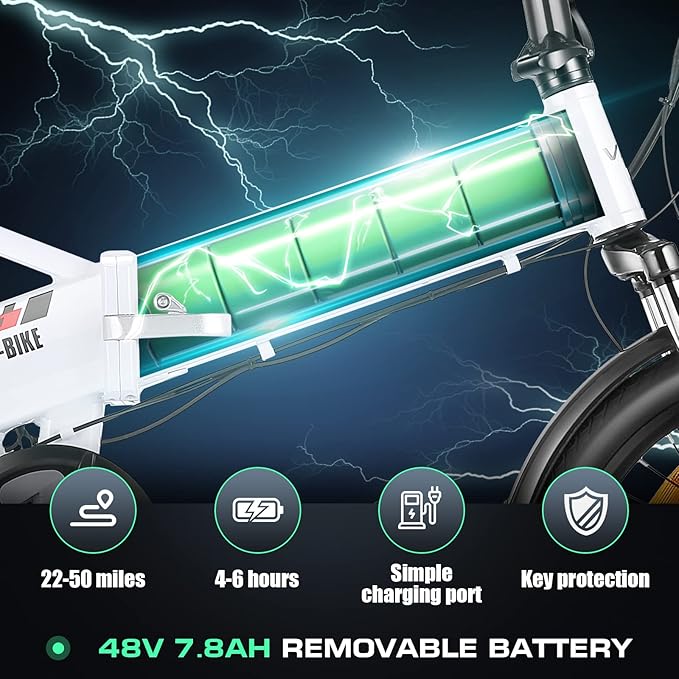 Vivi Folding Electric Bike for Adults, 20" x 2.4 Fat Tire Ebike, Peak 1000W Foldable Electric Bicycle, 22MPH Commuter E-Bike with 48V Removable Battery, 7 Speed, SGS Certified to UL2849