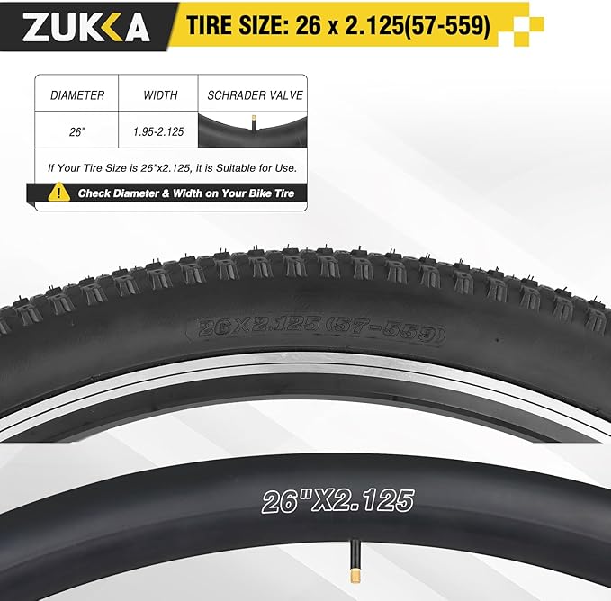 ZUKKA Bike Tire 20/24/26/27.5/29 x 2.125 Bike Tire 2 Pack Mountain Bike Tire Folding Replacement Tire for MTB Mountain Bike, Kids