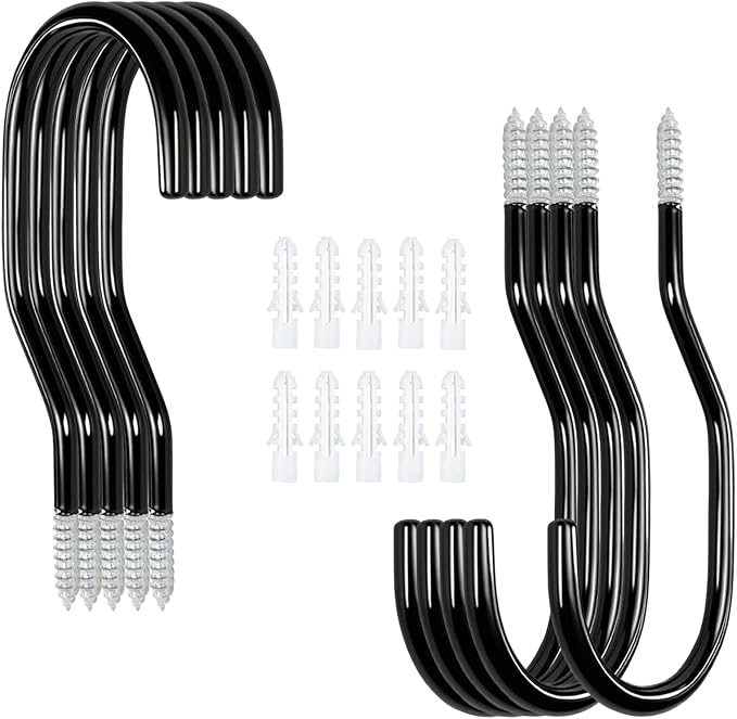 10-Pack Black Garage Bike Rack Heavy Duty Hooks for Wall Mount and Screw in Ceiling Hook for Hanging Bicycle Storage