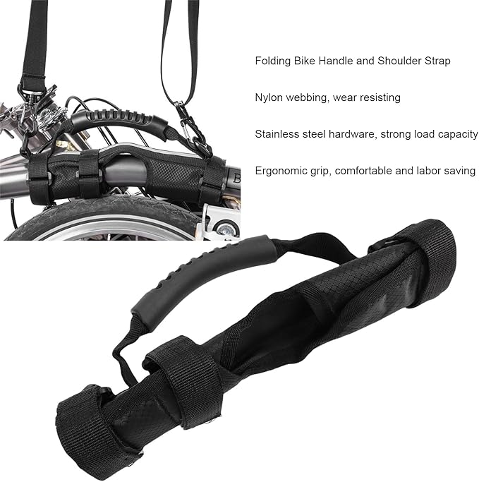 Folding Bike Carry Strap, Dual Mode Hand Shoulder Strap with Folding Bicycles Nylon Webbing Portable Bike Carrier for Commute and City Riding