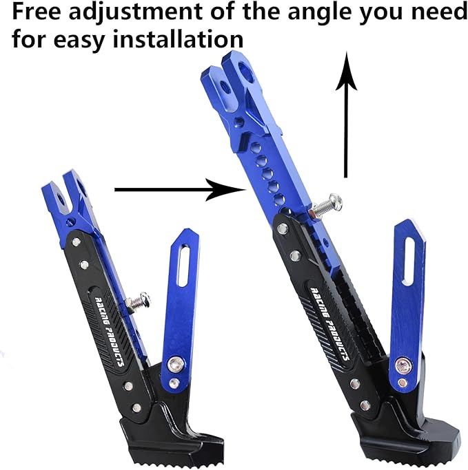 Universal Motorcycle Kickstand Adjustable Foot Side Support Parking Kickstand for Electric Motorbike Parking Foot Side Support Stand (Blue)