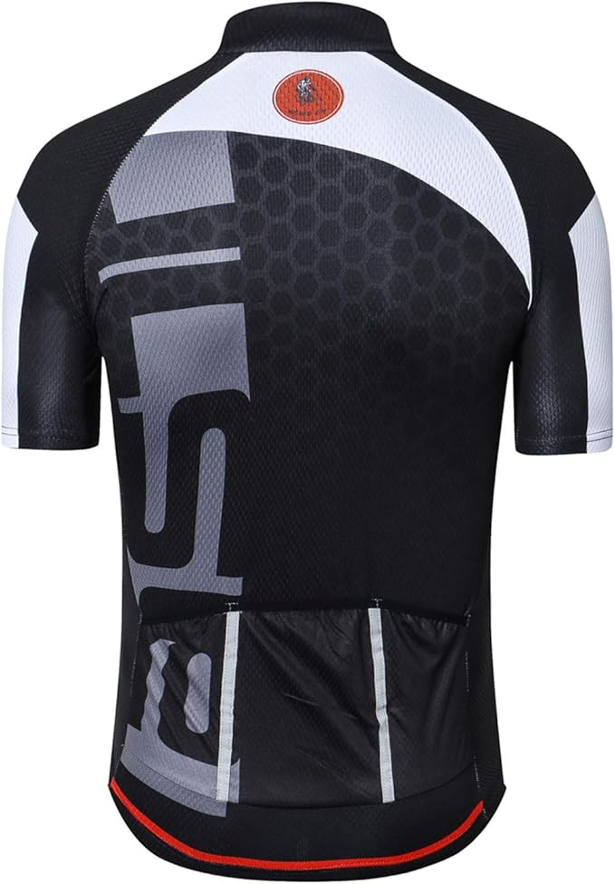 Cycling Jersey Men USA Summer Bike Short Sleeve 3-Pockets Breathable Quick-Dry Shirt S-3XL