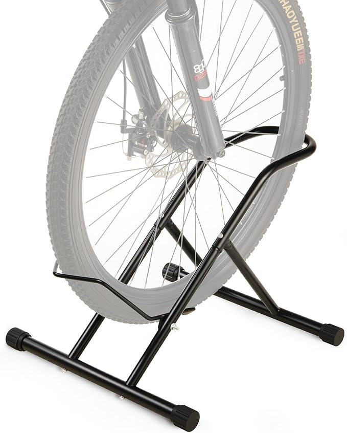 Upgraded 3.3"Wide Tire Floor Bike Stand Rack, Heavy Duty Garage Indoor Bike Storage, Fits 20"-27" Wheels, Kids Road Mountain Bikes, 66lbs Max Load, Anti-Slip Rubber Base