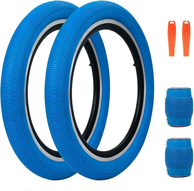 20 x 2.4 inch Bike tire Blue BMX tire 20 inch 2 Pack 20 Bike Tires,Kids Bike Tires Folding Replacement Tires Suitable for Bicycle Tires 20x2.35 20x2.4,20x2.5,3 Colors