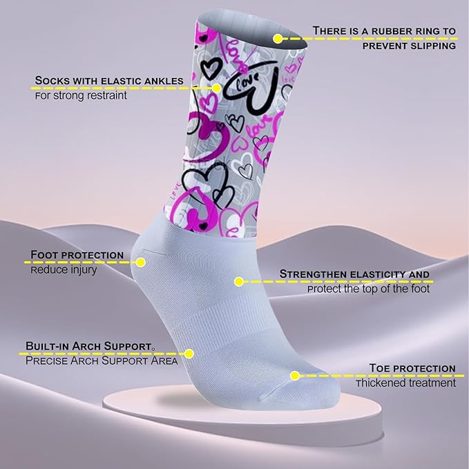 Cycling Socks Athletic Crew Socks Breathable Cushioned Compression Running Hiking Socks For Mens Womens