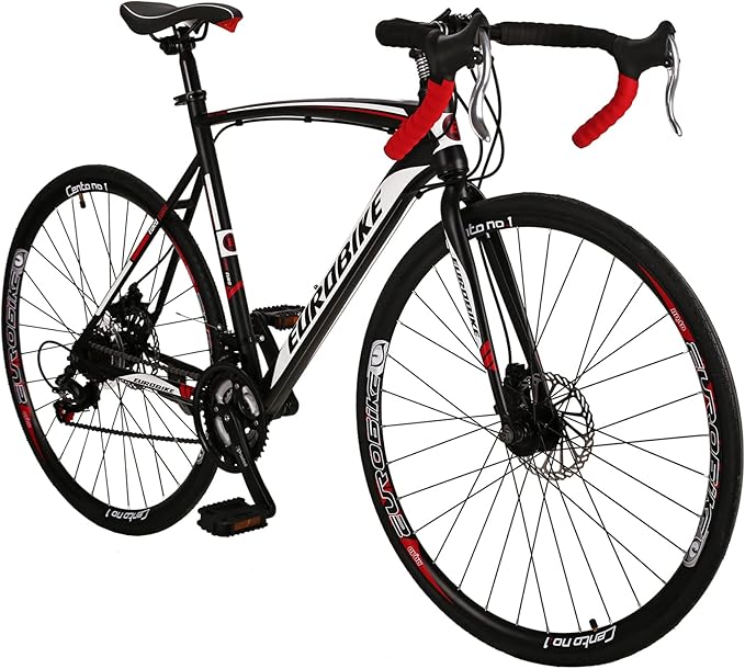 EUROBIKE Road Bike 700C Wheels 21 Speed Dual Disc Brake Bicycle 54cm Frame Bicycle for Men
