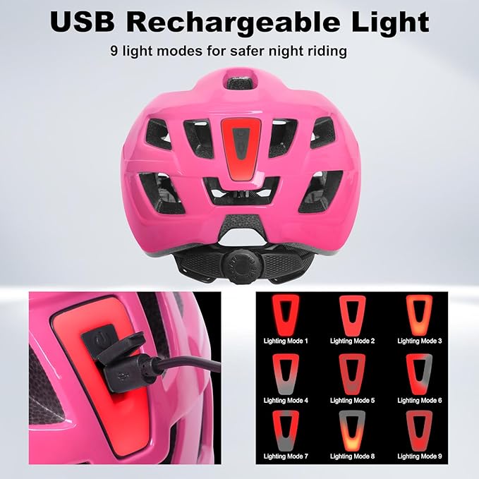 Bike Helmet Adult for Men, Lightweight Ebike Helmet with LED Light & Magnetic Goggles, USB Charging Cable Included, Cycling Helmet for Adult with Adjustable Dial Fit 22.8"- 24.4 "