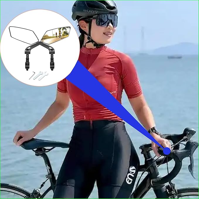 1 Pair Adjustable Handlebar Bike Mirror, Shatterproof HD Glass Lens, Universal Fit Rearview Bicycle Mirrors, 360° Rotatable, Compatible with Mountain Bikes, E-bikes, Road Bikes